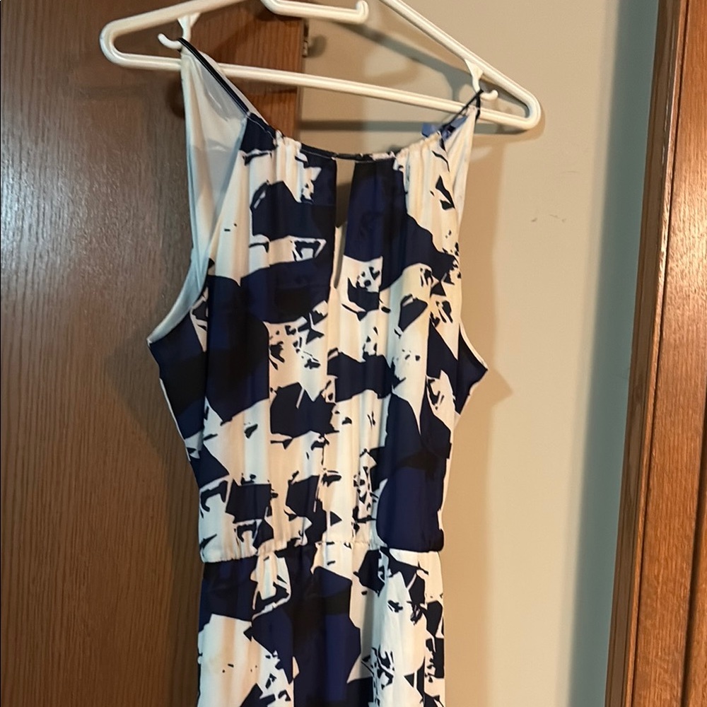 Stylish Blue and White Sleeveless Dress